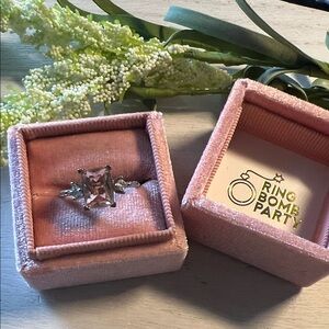 Bomb Party Rose Quartz on rhodium size 9 RETRO